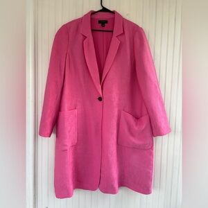 Halogen Women's Bright Pink Corduroy Trench Jacket Ribbed Lightweight Size 2X